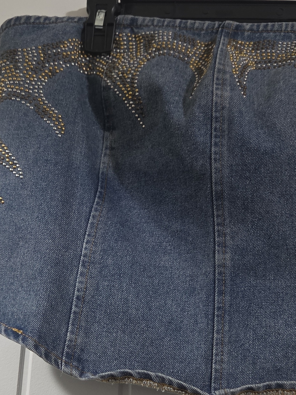 Fashion Nova Blue Denim Strapless Corset Top - Picture 2 of 5